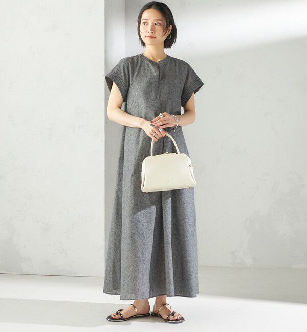 SHIPS for women「〈接触冷感・手洗い可能〉麻混 シャンブレー フレア ワンピース」|ワンピース|