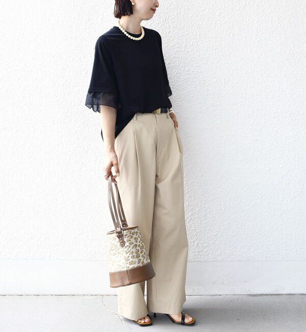 SHIPS for women「〈接触冷感 / UVカット〉シアー オーガンジー コンビ プルオーバー」|Tシャツ・カットソー|