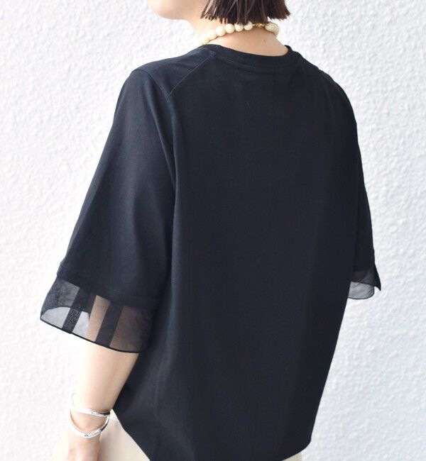 SHIPS for women「〈接触冷感 / UVカット〉シアー オーガンジー コンビ プルオーバー」|Tシャツ・カットソー|