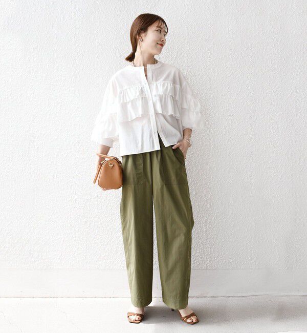 SHIPS any「SHIPS any:〈洗濯機可能〉ボイル フリル バンドカラー シャツ ブラウス 2」|シャツ・ブラウス|