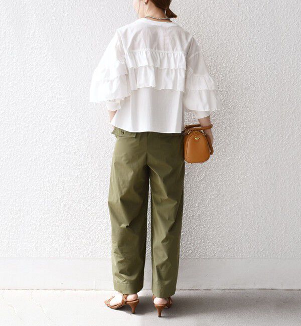 SHIPS any「SHIPS any:〈洗濯機可能〉ボイル フリル バンドカラー シャツ ブラウス 2」|シャツ・ブラウス|