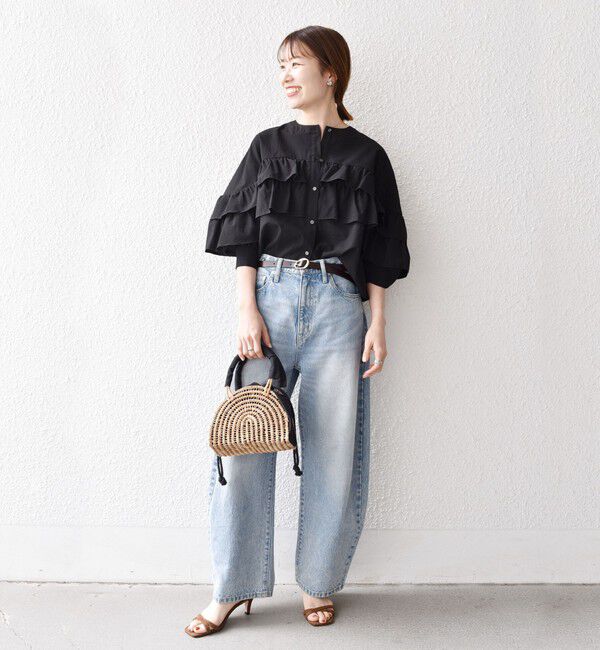 SHIPS any「SHIPS any:〈洗濯機可能〉ボイル フリル バンドカラー シャツ ブラウス 2」|シャツ・ブラウス|