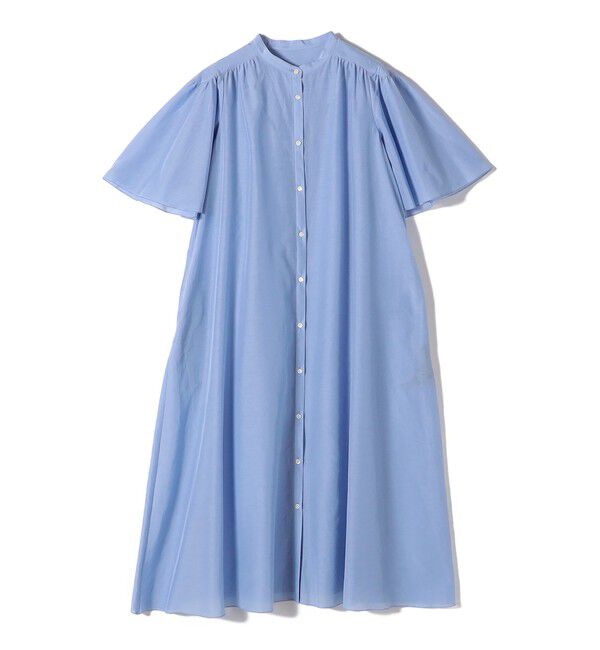SHIPS for women「SHIPS Primary Navy Label:コットン シルク ギャザー ワンピース」|ワンピース|ライトブルー