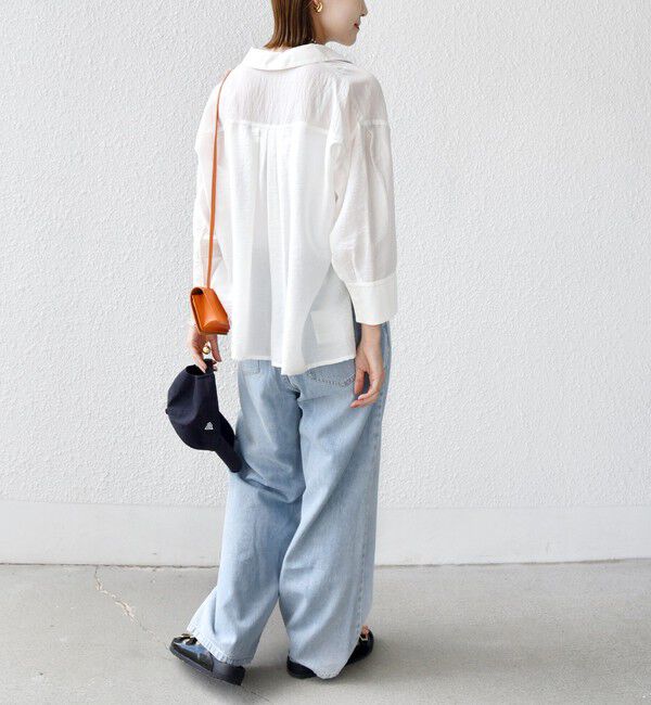 SHIPS for women「〈手洗い可能〉シアー シルク混 オープンカラー シャツ」|シャツ・ブラウス|