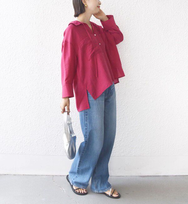 SHIPS for women「〈手洗い可能〉シアー シルク混 オープンカラー シャツ」|シャツ・ブラウス|