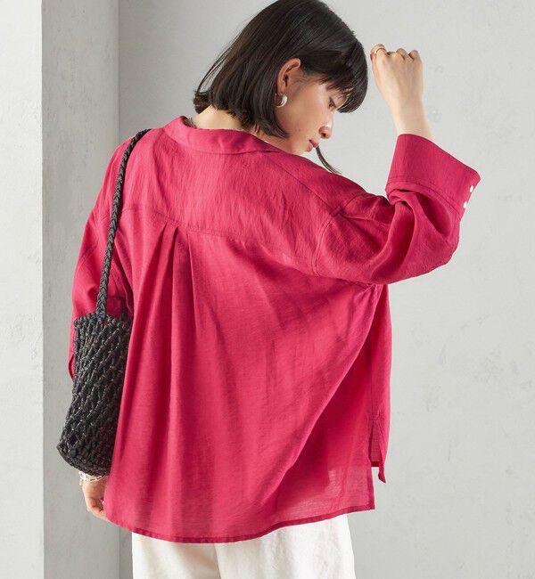 SHIPS for women「〈手洗い可能〉シアー シルク混 オープンカラー シャツ」|シャツ・ブラウス|