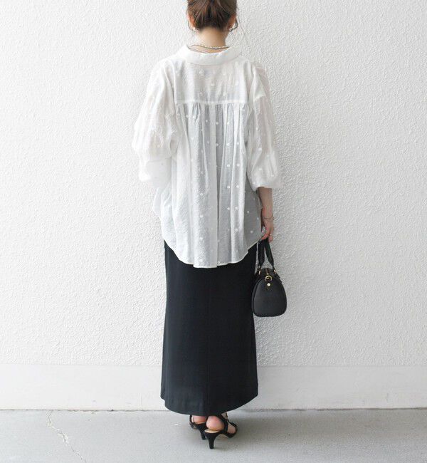 SHIPS any「SHIPS any:〈手洗い可能〉シアー ドット レギュラーカラー ギャザー シャツ」|シャツ・ブラウス|