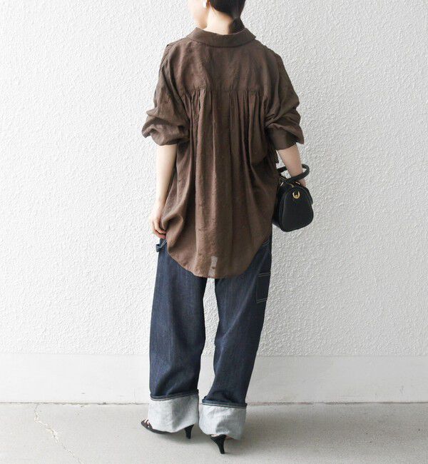 SHIPS any「SHIPS any:〈手洗い可能〉シアー ドット レギュラーカラー ギャザー シャツ」|シャツ・ブラウス|