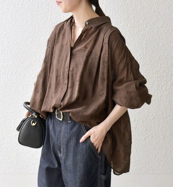 SHIPS any「SHIPS any:〈手洗い可能〉シアー ドット レギュラーカラー ギャザー シャツ」|シャツ・ブラウス|