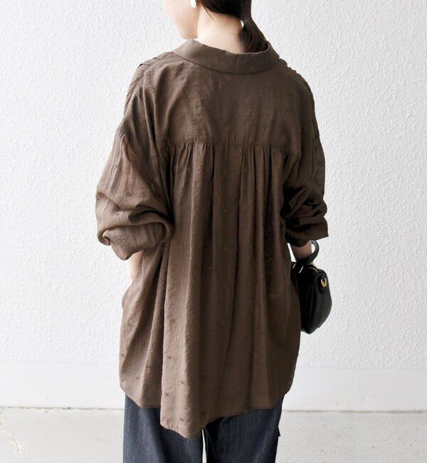 SHIPS any「SHIPS any:〈手洗い可能〉シアー ドット レギュラーカラー ギャザー シャツ」|シャツ・ブラウス|