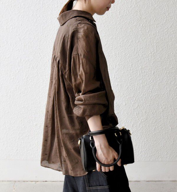 SHIPS any「SHIPS any:〈手洗い可能〉シアー ドット レギュラーカラー ギャザー シャツ」|シャツ・ブラウス|