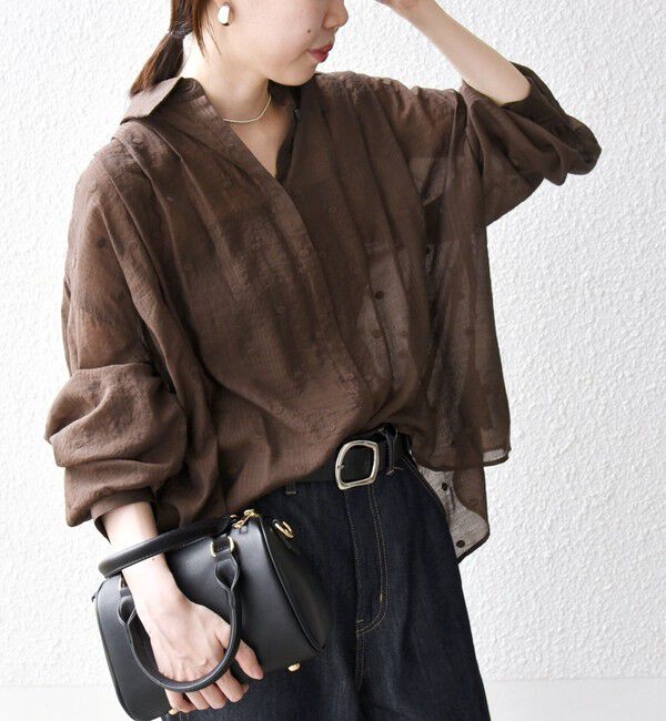 SHIPS any「SHIPS any:〈手洗い可能〉シアー ドット レギュラーカラー ギャザー シャツ」|シャツ・ブラウス|