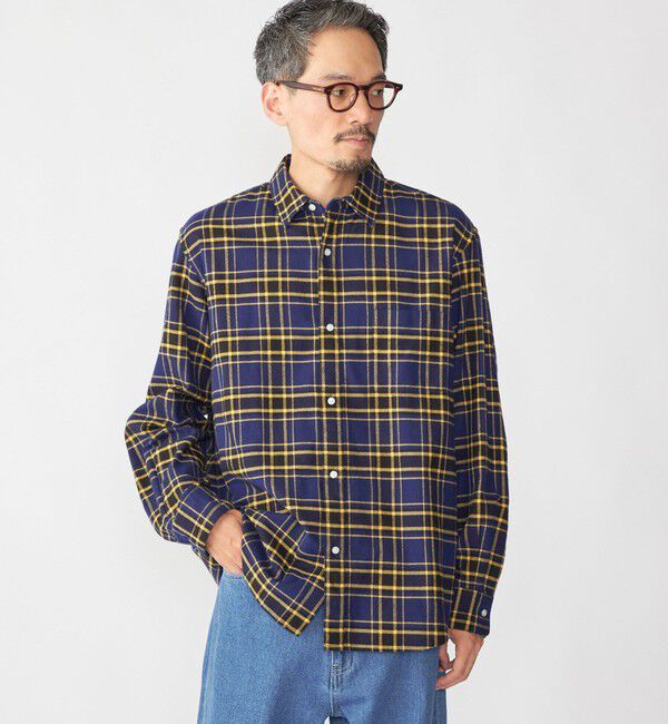 SHIPS「SHIPS: BEZ レギュラーカラー ネル チェック シャツ」|シャツ・ブラウス|ネイビー