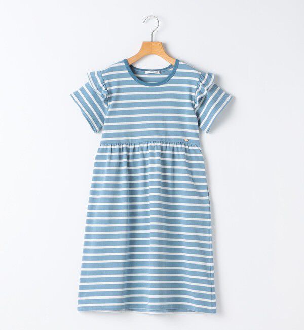 SHIPS KIDS「SHIPS KIDS:140～150cm / ボーダー フリル ワンピース」|ワンピース|ライトブルー