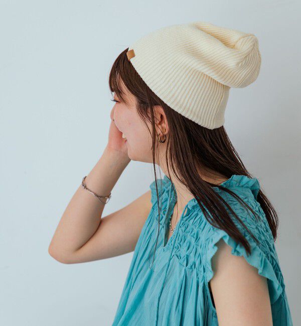 SHIPS any「SHIPS any: ワンポイント ピスネーム 2WAY ワッチキャップ (ユニセックス)◇」|ニット帽|オフホワイト