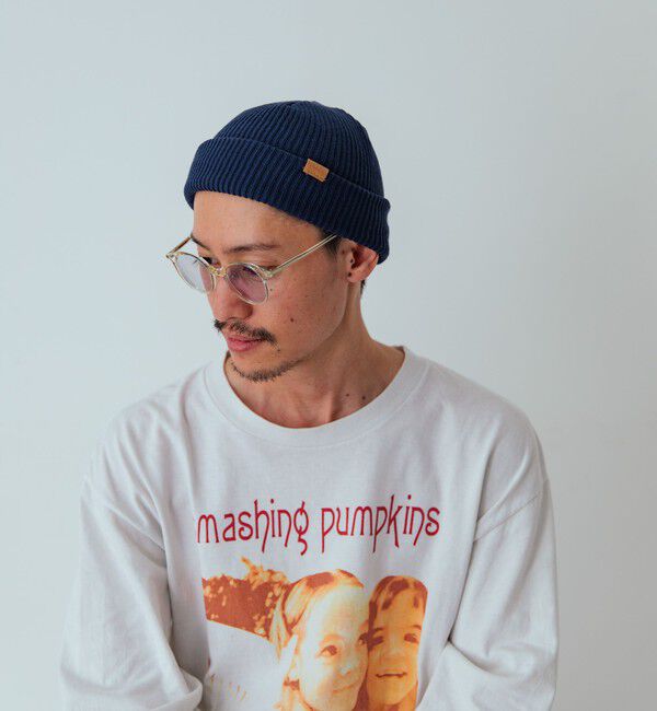 SHIPS any「SHIPS any: ワンポイント ピスネーム 2WAY ワッチキャップ (ユニセックス)◇」|ニット帽|ネイビー