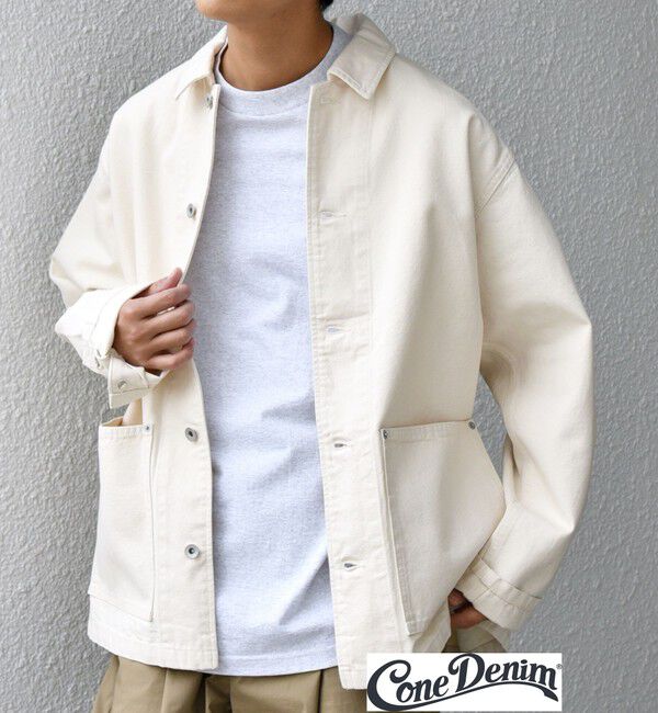 SHIPS any「SHIPS any: Cone Denim キャンバス デニム カバーオール (セットアップ対応)◇」|デニムジャケット|ホワイト