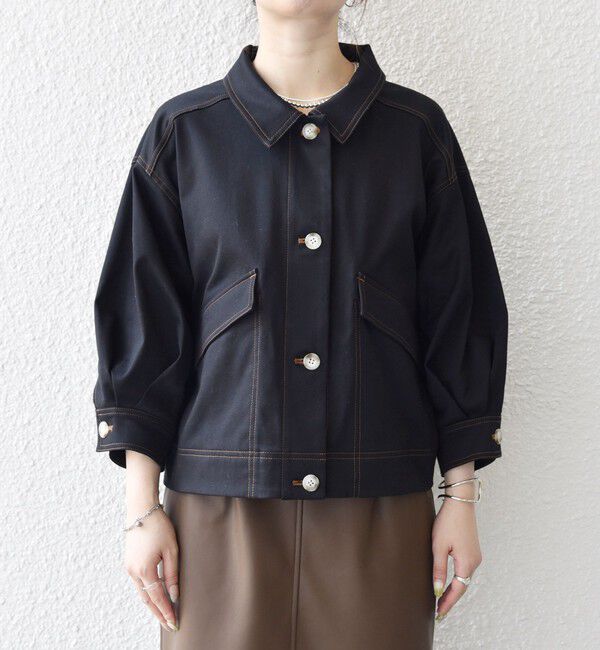 SHIPS any「SHIPS any:〈洗濯機可能〉チノ ステッチ ショート シャツ ジャケット」|ブルゾン・スタジャン|