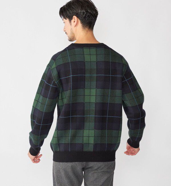 SHIPS「SHIPS: 50th ANNIV コットン カシミヤ クルーネック SHIPSタータン ニット」|ニット・セーター|