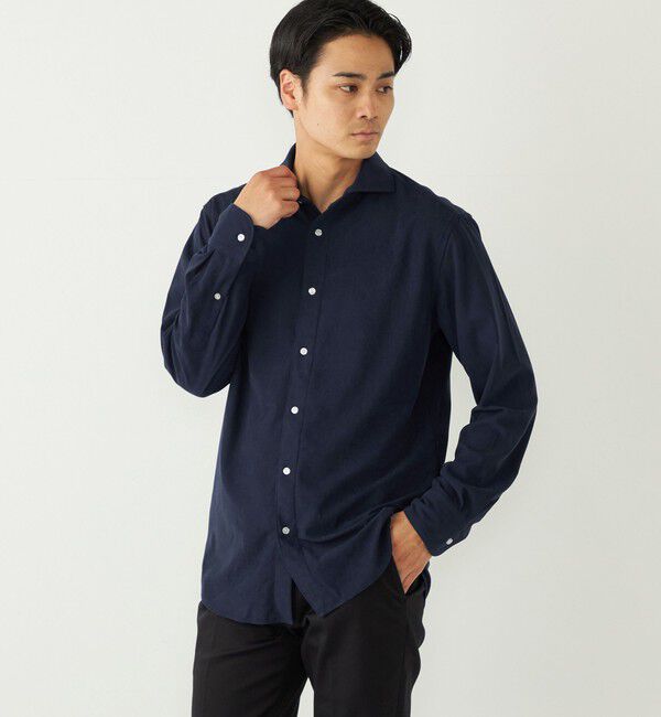SHIPS Colors 「SHIPS Colors:〈洗濯機可能 〉ノーアイロン コーデュロイ ワイドカラー シャツ◇」|シャツ・ブラウス|ネイビー