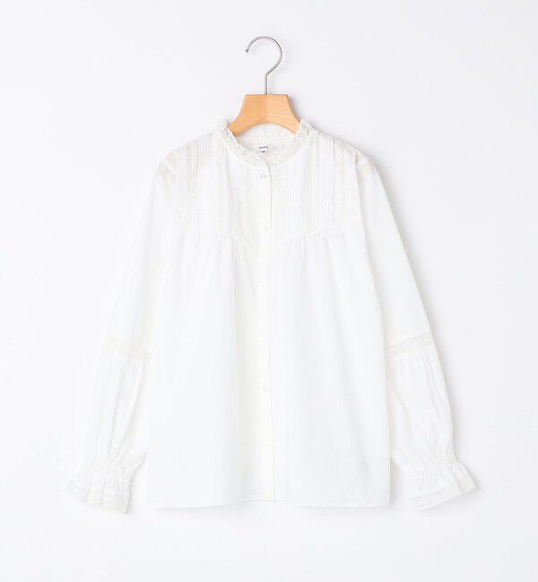 SHIPS KIDS「SHIPS KIDS:140～150cm / ピンタック レース ブラウス」|シャツ・ブラウス|オフホワイト