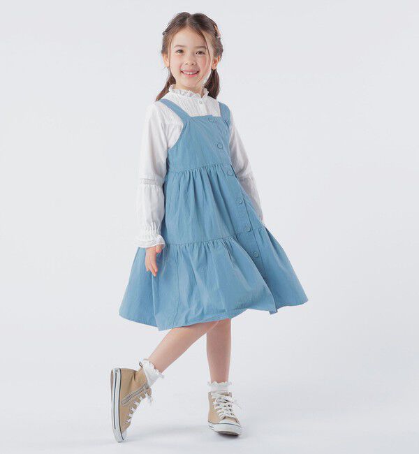 SHIPS KIDS「SHIPS KIDS:100～130cm / ピンタック レース ブラウス」|シャツ・ブラウス|