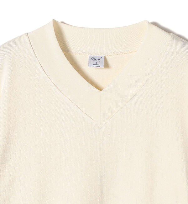 SHIPS for women「gicipi:Vネック リブ付き ロング スリーブ ミラノリブ ニットソー （GIRAFFA）」|Tシャツ・カットソー|
