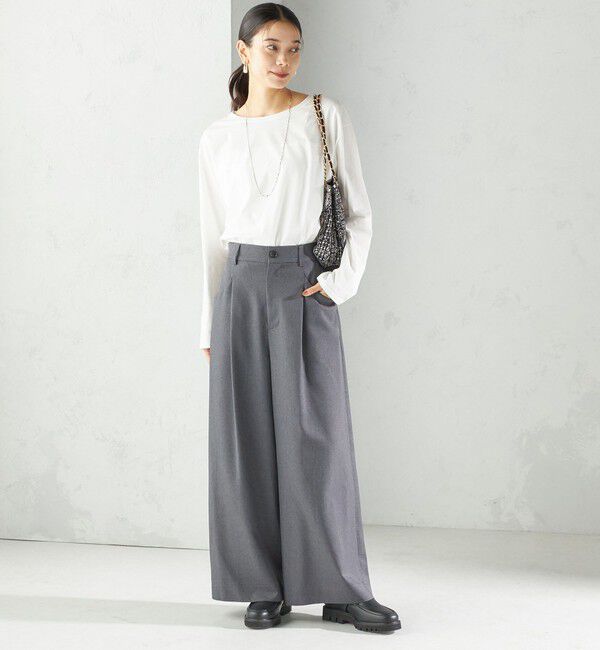 SHIPS for women「ワイド クルーネック コットン ロング スリーブ TEE」|Tシャツ・カットソー|