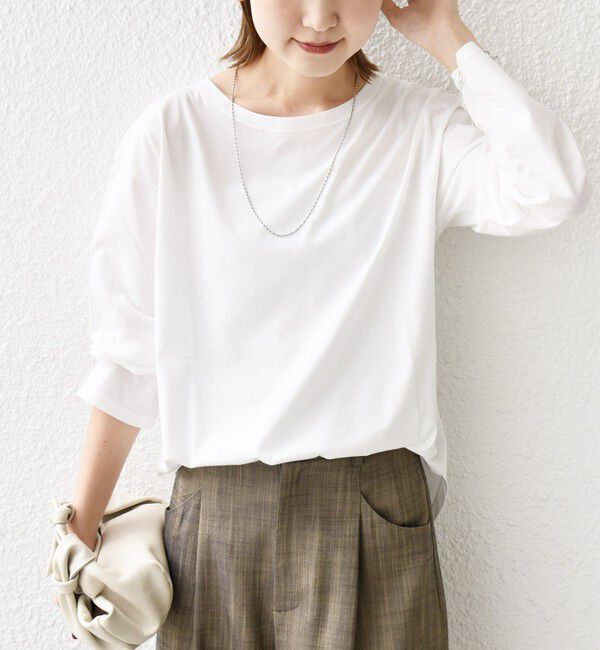 SHIPS for women「ワイド クルーネック コットン ロング スリーブ TEE」|Tシャツ・カットソー|