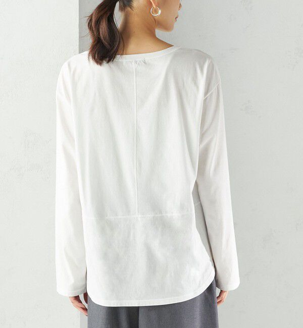 SHIPS for women「ワイド クルーネック コットン ロング スリーブ TEE」|Tシャツ・カットソー|