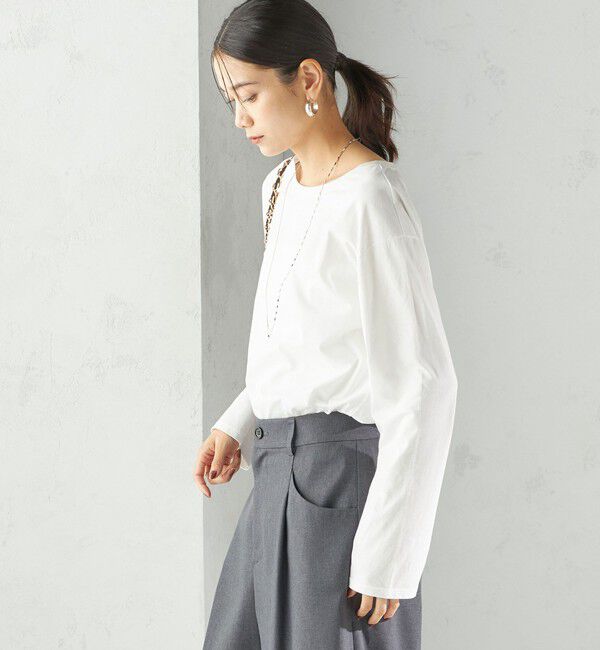 SHIPS for women「ワイド クルーネック コットン ロング スリーブ TEE」|Tシャツ・カットソー|