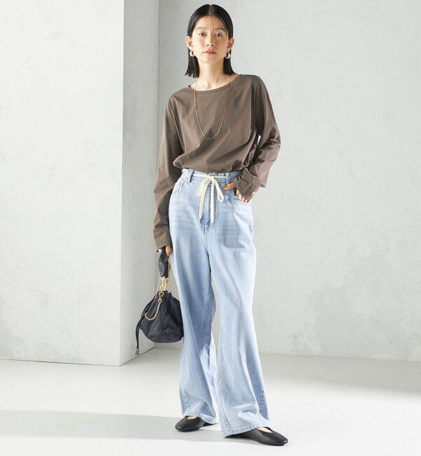 SHIPS for women「ワイド クルーネック コットン ロング スリーブ TEE」|Tシャツ・カットソー|