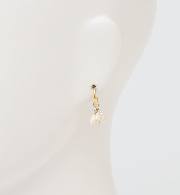 quaranciel「quaranciel: ミニ 淡水パール フラワーデザイン フープ ピアス」|ピアス|