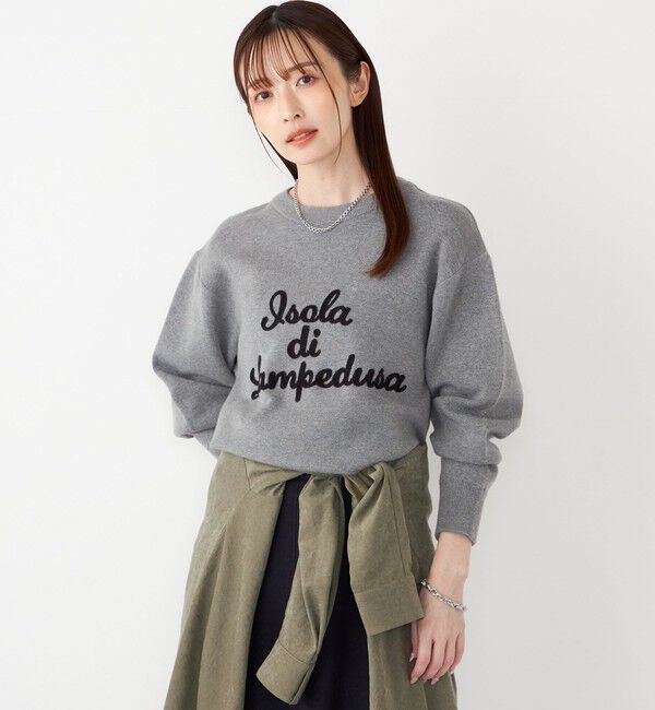 SHIPS Colors 「SHIPS Colors:〈手洗い可能〉スウェット ライク サガラ ロゴ ニット◇」|ニット・セーター|グレー