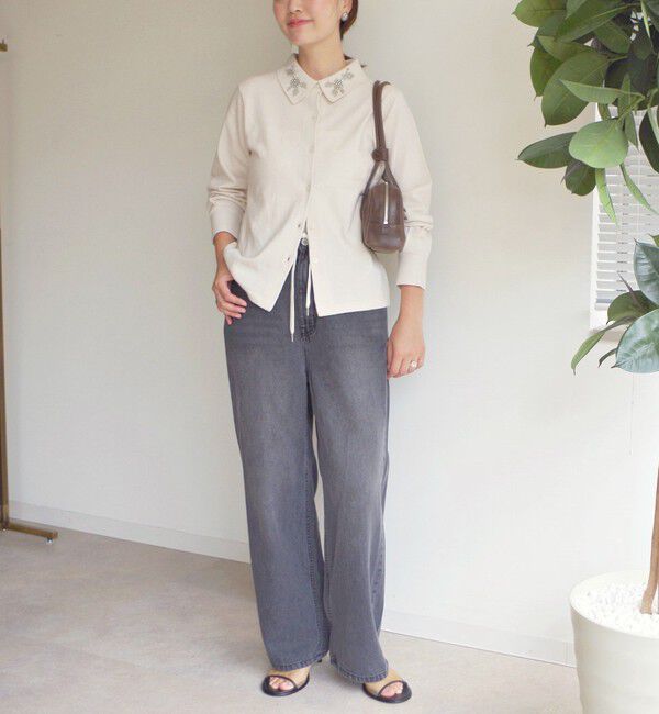 SHIPS for women「【WEB限定】〈手洗い可能〉ビーズ 刺しゅう 襟付 ニット カーディガン」|カーディガン|