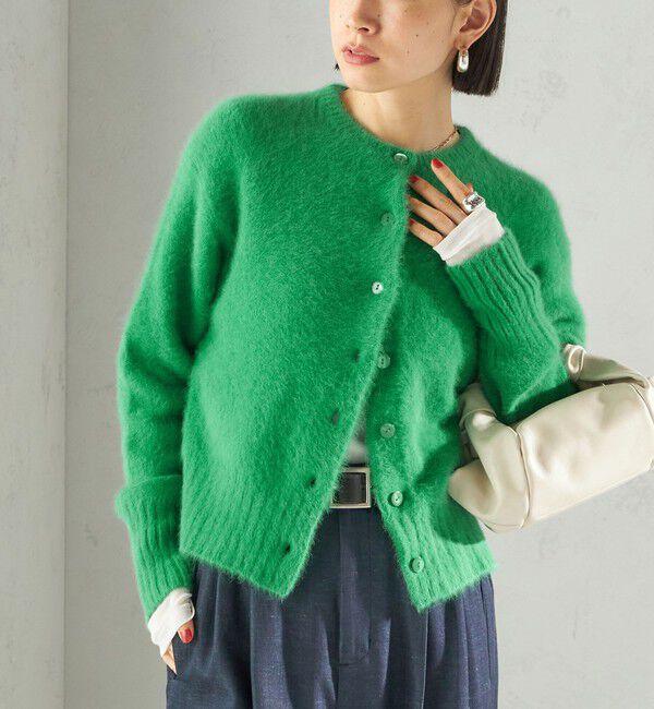 SHIPS for women「【一部WEB限定】〈手洗い可能〉フォックス クルーネック ニット カーディガン」|カーディガン|グリーン