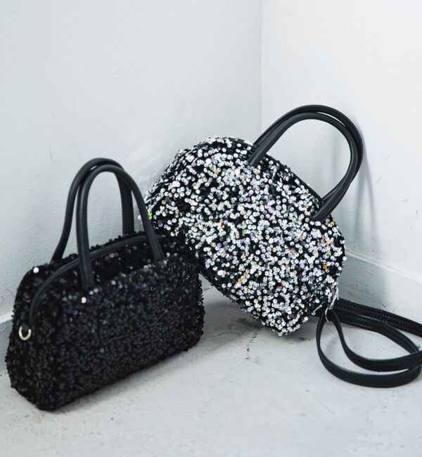 quaranciel「quaranciel: 2way スパンコール スクエア ボストン ショルダーバッグ」|ショルダー・メッセンジャー|