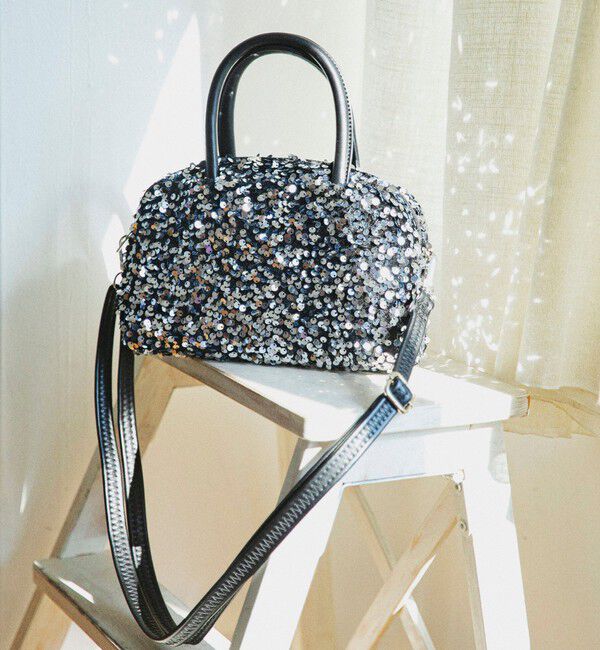 quaranciel「quaranciel: 2way スパンコール スクエア ボストン ショルダーバッグ」|ショルダー・メッセンジャー|