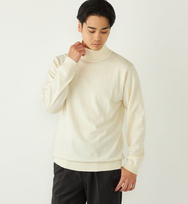 SHIPS Colors 「SHIPS Colors:〈手洗い可能〉アンチピリング 12ゲージ タートルネック ニット」|ニット・セーター|オフホワイト
