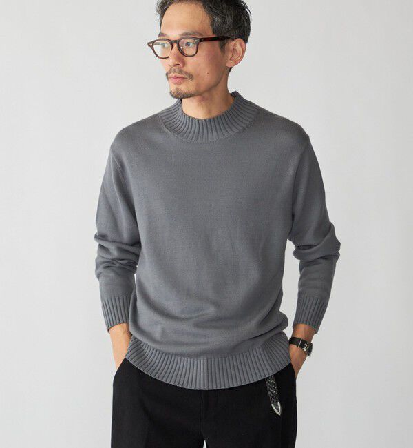 SHIPS「SHIPS:〈手洗い可能〉9ゲージ コンフォート モックネック プルオーバー ニット」|ニット・セーター|グレー