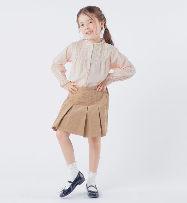 SHIPS KIDS「SHIPS KIDS:100～130cm / ピンタック レース ブラウス」|シャツ・ブラウス|
