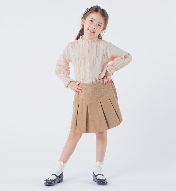SHIPS KIDS「SHIPS KIDS:100～130cm / ピンタック レース ブラウス」|シャツ・ブラウス|
