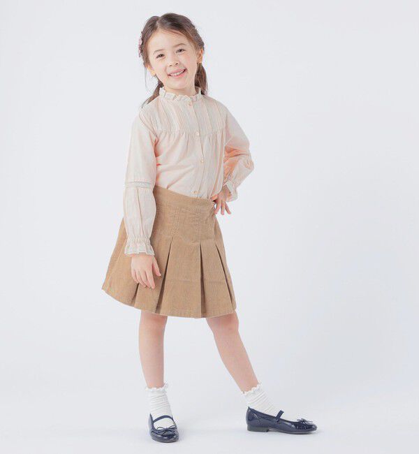 SHIPS KIDS「SHIPS KIDS:100～130cm / ピンタック レース ブラウス」|シャツ・ブラウス|