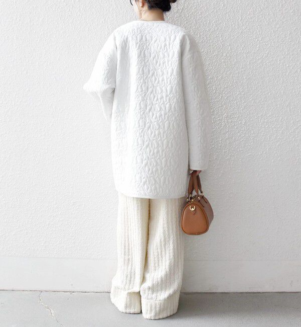 SHIPS any「《予約》SHIPS any: キルティング ステッチ ノーカラー ミディ コート」|ノーカラーコート|