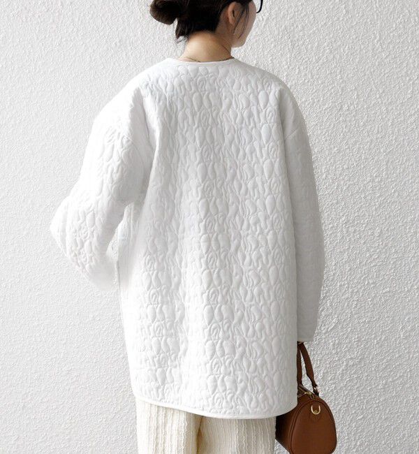 SHIPS any「《予約》SHIPS any: キルティング ステッチ ノーカラー ミディ コート」|ノーカラーコート|