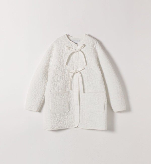 SHIPS any「《予約》SHIPS any: キルティング ステッチ ノーカラー ミディ コート」|ノーカラーコート|