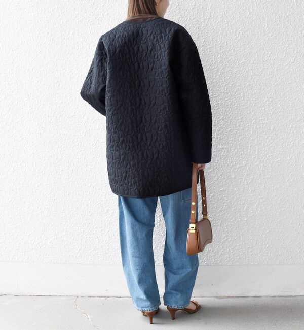 SHIPS any「《予約》SHIPS any: キルティング ステッチ ノーカラー ミディ コート」|ノーカラーコート|