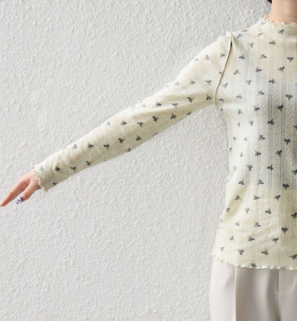 SHIPS any「《予約》SHIPS any:〈洗濯機可能〉フラワー プリント ボトルネック ロングスリーブ TEE」|Tシャツ・カットソー|