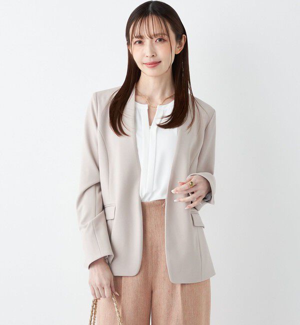 SHIPS Colors 「《予約》SHIPS Colors:〈手洗い可能〉2WAY ノーカラー ブラウス◆」|シャツ・ブラウス|