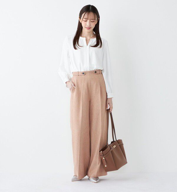 SHIPS Colors 「《予約》SHIPS Colors:〈手洗い可能〉2WAY ノーカラー ブラウス◆」|シャツ・ブラウス|